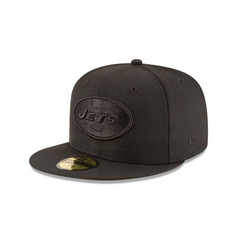 NFL New York Jets Black On Black 59Fifty Fitted (HWY4737) - Black New Era Caps